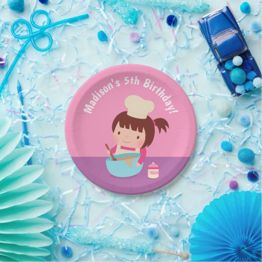 かわいい女の子のベーキングのシェフの誕生会の供給 ペーパープレート (パーティー)