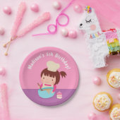かわいい女の子のベーキングのシェフの誕生会の供給 ペーパープレート (パーティー)