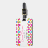 かわいい女の子のマルチカラーレインボー蝶の名前 ラゲッジタグ (正面縦)