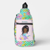 かわいい女の子のマーメイドファンタジーの名前を追加 スリングバッグ (正面)