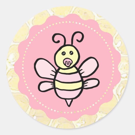 かわいい女の子のミツバチ赤ちゃんシャワー ラウンドシール (正面)