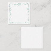 かわいい女の子のミントグリーンのリボン飾り枠 ノートカード (正面/裏面)