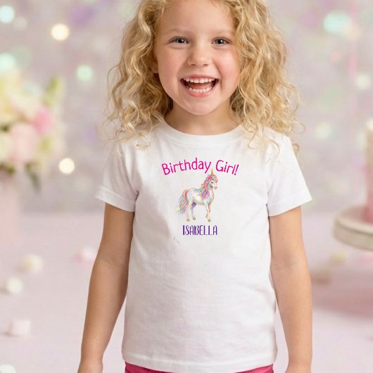 かわいい女の子のユニコーンの誕生日 Tシャツ