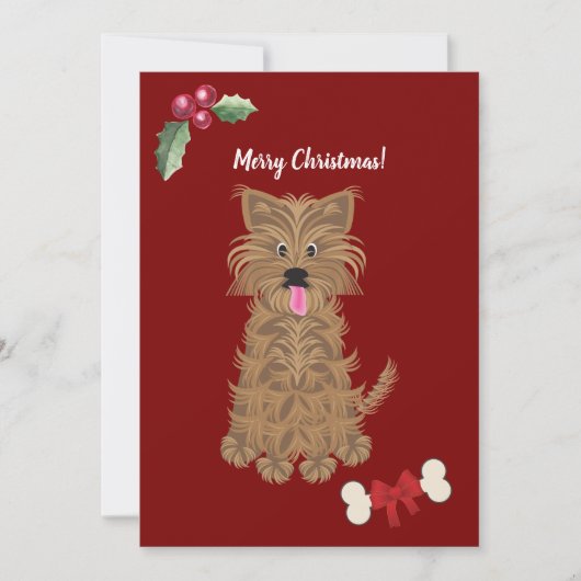 かわいい女の子のヨークシャーテリア犬カスタマイズ シーズンカード (正面)