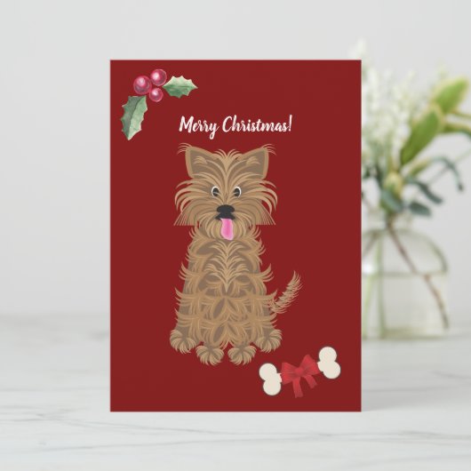 かわいい女の子のヨークシャーテリア犬カスタマイズ シーズンカード (スタンド正面)