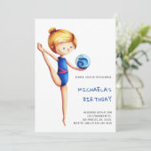 かわいい女の子のリズム体操の誕生日パーティー 招待状 (スタンド正面)