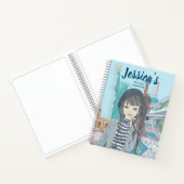 かわいい女の子の世界旅図解入りの、写真付きの行パーソナライズされた ノートブック (内部)