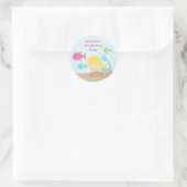 かわいい女の子の人魚の誕生日パーティーのシール ラウンドシール (バッグ)