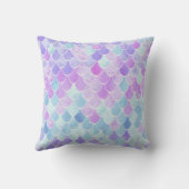 かわいい女の子の人魚はパターン、紫色ピンクをはかりで測ました クッション (裏面)