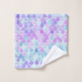 かわいい女の子の人魚はパターン、紫色ピンクをはかりで測ました バスタオルセット (ウォッシュタオル)