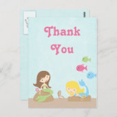 かわいい女の子の人魚感謝していよのはがき ポストカード (正面/裏面)