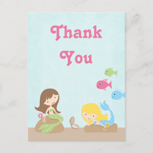 かわいい女の子の人魚感謝していよのはがき ポストカード (正面)