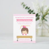 かわいい女の子の体操キッズの誕生日パーティー 招待状 (スタンド正面)