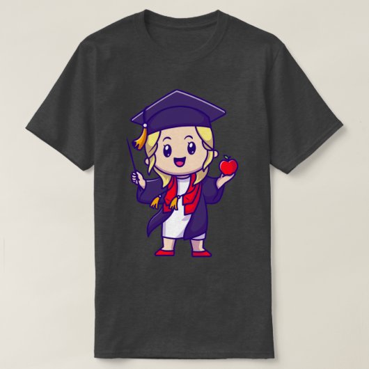かわいい女の子の卒業漫画 Tシャツ (デザイン正面)