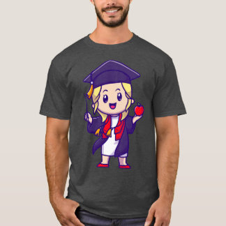 かわいい女の子の卒業漫画 Tシャツ
