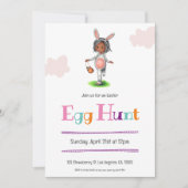 かわいい女の子の卵狩りイースター 招待状 (正面)