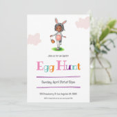 かわいい女の子の卵狩りイースター 招待状 (スタンド正面)