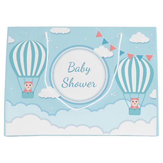 かわいい女の子の双子の子の双子シャワー ラージペーパーバッグ (正面)