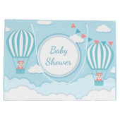 かわいい女の子の双子の子の双子シャワー ラージペーパーバッグ (裏面)