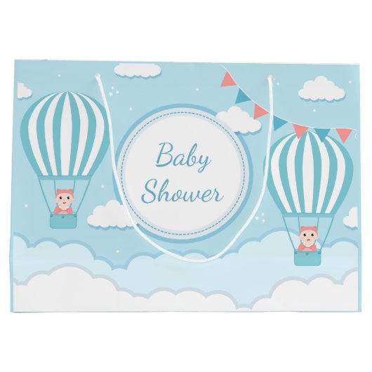 かわいい女の子の双子の子の双子シャワー ラージペーパーバッグ (裏面)