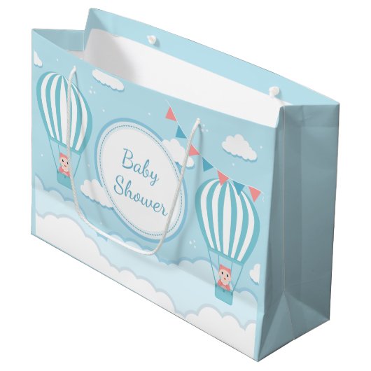 かわいい女の子の双子の子の双子シャワー ラージペーパーバッグ (正面アングル)