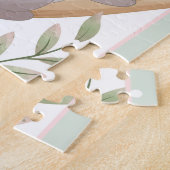 かわいい女の子の名前をカスタムするコアラベームピンク&グリーン ジグソーパズル (側面)