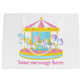 かわいい女の子の回転木馬馬のパーティー ラージペーパーバッグ (正面)