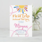 かわいい女の子の太陽一周初誕生日パーティー 招待状 (スタンド正面)