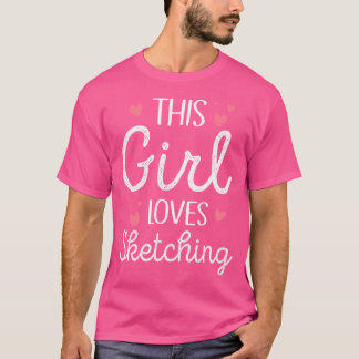 かわいい女の子の女の子10代のSkをスケッチするのが大好き Tシャツ