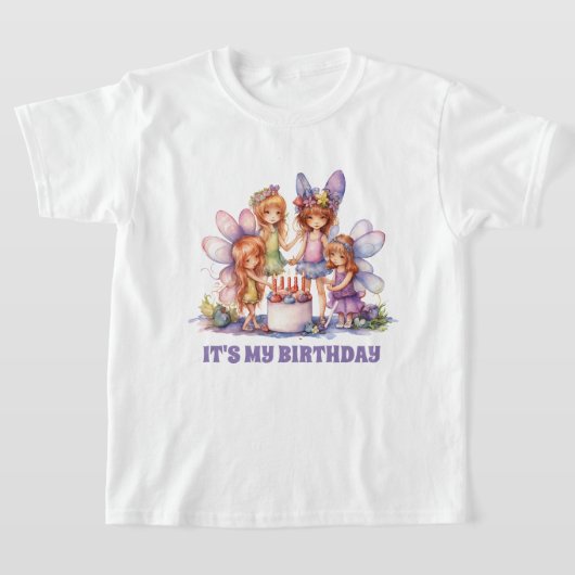 かわいい女の子の妖精の誕生日パーティー Tシャツ (レイダウン)