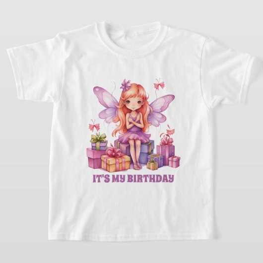 かわいい女の子の妖精の誕生日パーティー Tシャツ (レイダウン)