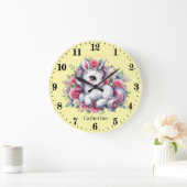 かわいい女の子の子供部屋ユニコーン ラージ壁時計 (ホーム)