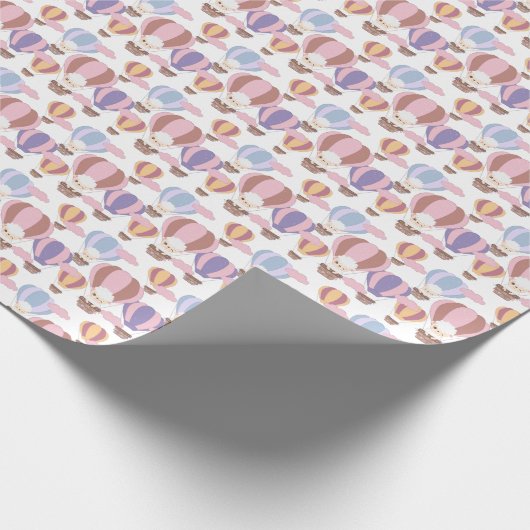 かわいい女の子の子羊のタイルのベビーシャワー ラッピングペーパー (角)