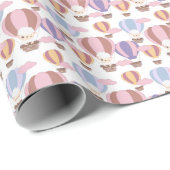 かわいい女の子の子羊のタイルのベビーシャワー ラッピングペーパー (ロールコーナー)