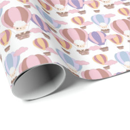 かわいい女の子の子羊のタイルのベビーシャワー ラッピングペーパー