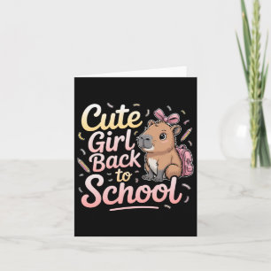 かわいい女の子の学校生活 カピバラの初日の学校 カード