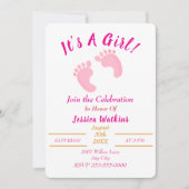 かわいい女の子の小さなピンクの足赤ちゃんシャワー 招待状