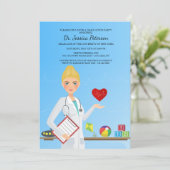 かわいい女の子の小児科医の招待状 招待状 (スタンド正面)