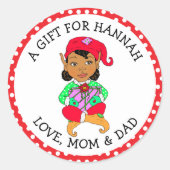 かわいい女の子の小妖精や小人とギフトラベル ラウンドシール (正面)