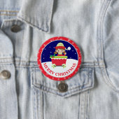 かわいい女の子の小妖精や小人と雪のシーンのクリスマス 缶バッジ (インサイチュ)