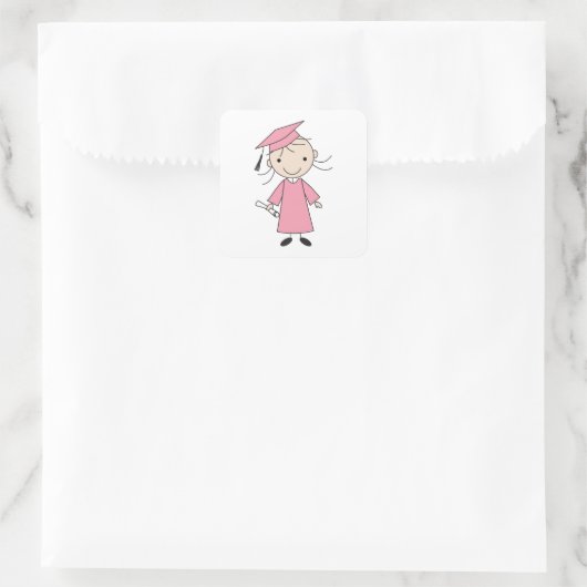 かわいい女の子の幼稚園卒業 スクエアシール (バッグ)