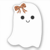 かわいい女の子の幽霊とプレイドボウハロウィーン シール (正面)