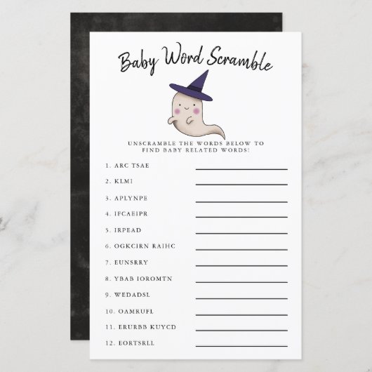 かわいい女の子の幽霊ベビー単語スクランブルゲーム (正面/裏面)