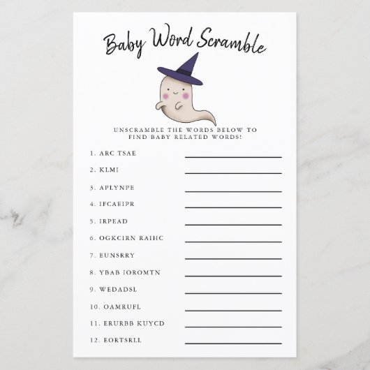 かわいい女の子の幽霊ベビー単語スクランブルゲーム (正面)