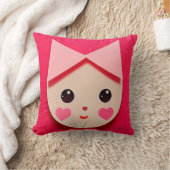 かわいい女の子の弓と可愛いハート顔 クッション (ブランケット)