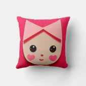 かわいい女の子の弓と可愛いハート顔 クッション (裏面)