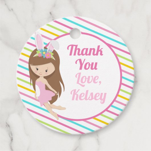 かわいい女の子の復活祭の誕生日パーテパーソナライズされたィー フェイバータグ (正面)