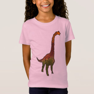 かわいい女の子の恐竜の落書きの芸術のイラストレーション Tシャツ