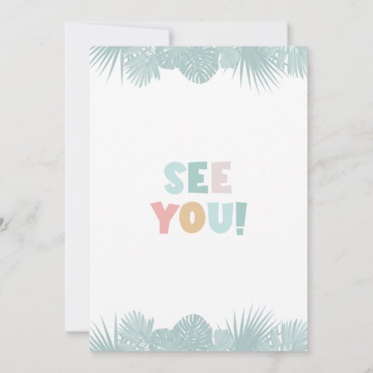 かわいい女の子の恐竜の誕生日パーティーの招待状 招待状 (裏面)