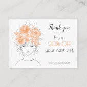 かわいい女の子の桃の水色のバラフローラ 割引カード (正面)